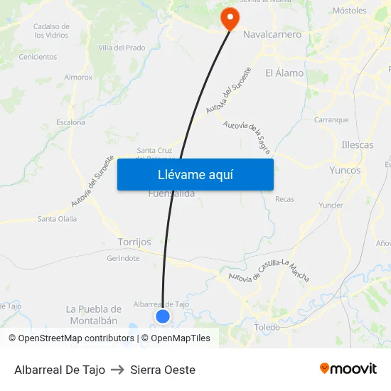Albarreal De Tajo to Sierra Oeste map