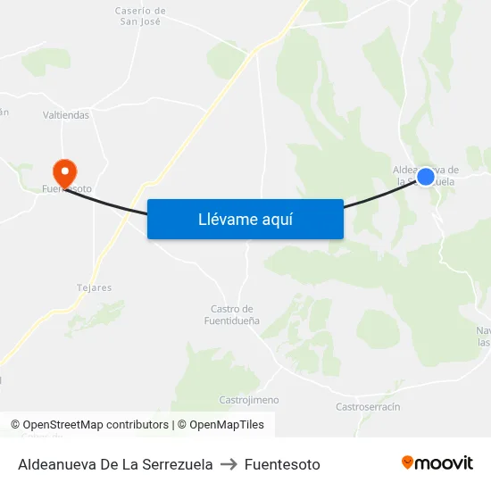 Aldeanueva De La Serrezuela to Fuentesoto map