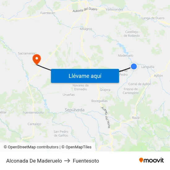 Alconada De Maderuelo to Fuentesoto map