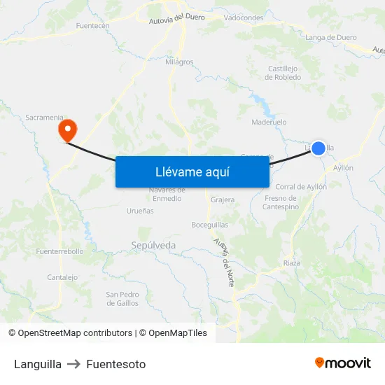 Languilla to Fuentesoto map