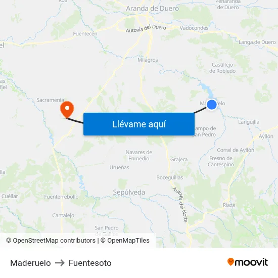 Maderuelo to Fuentesoto map