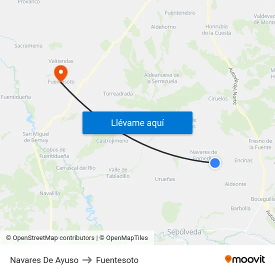 Navares De Ayuso to Fuentesoto map