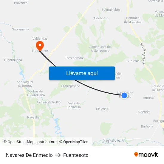 Navares De Enmedio to Fuentesoto map