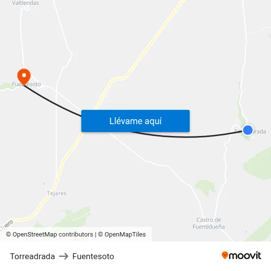 Torreadrada to Fuentesoto map
