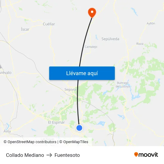 Collado Mediano to Fuentesoto map