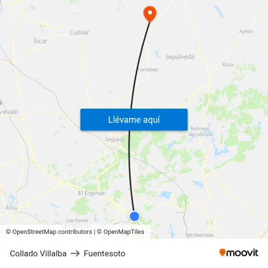 Collado Villalba to Fuentesoto map