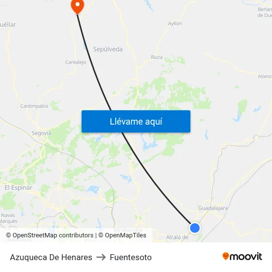 Azuqueca De Henares to Fuentesoto map