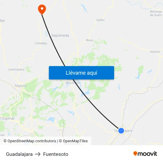 Guadalajara to Fuentesoto map