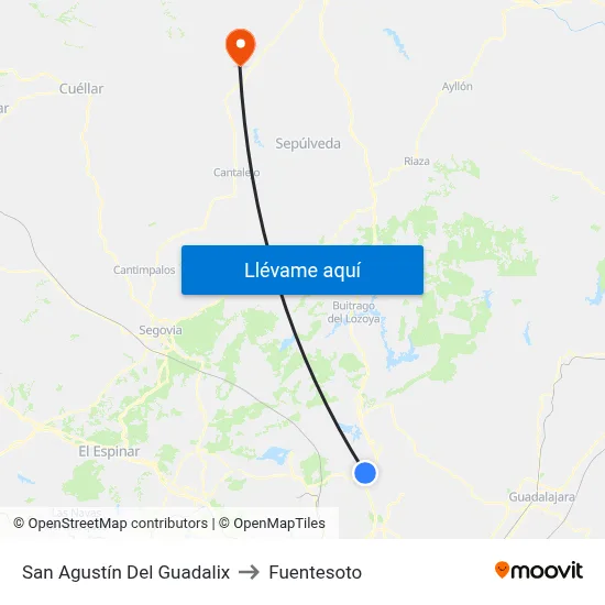 San Agustín Del Guadalix to Fuentesoto map