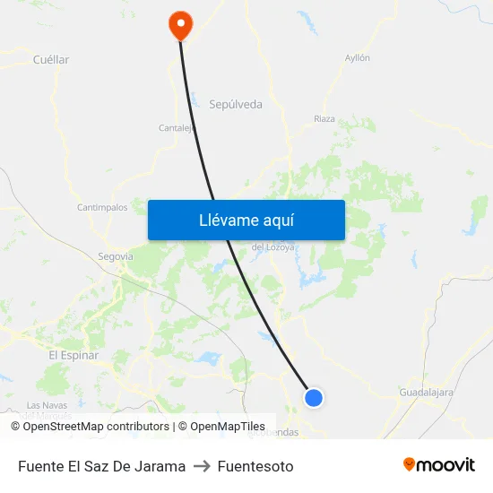 Fuente El Saz De Jarama to Fuentesoto map