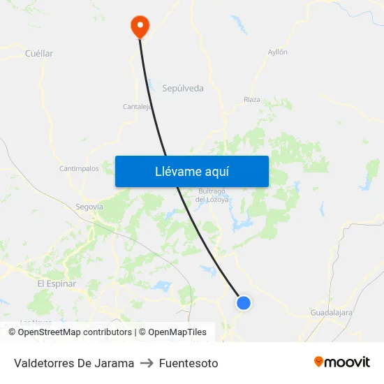 Valdetorres De Jarama to Fuentesoto map