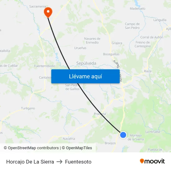 Horcajo De La Sierra to Fuentesoto map