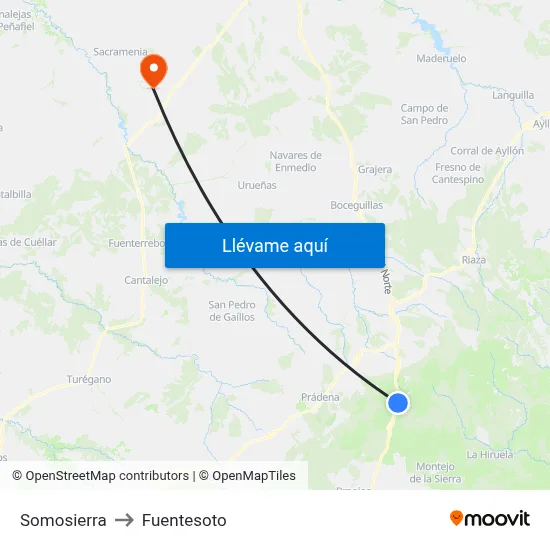 Somosierra to Fuentesoto map