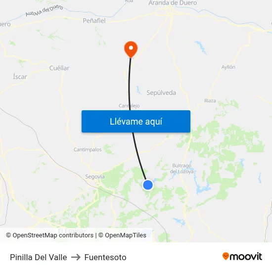 Pinilla Del Valle to Fuentesoto map