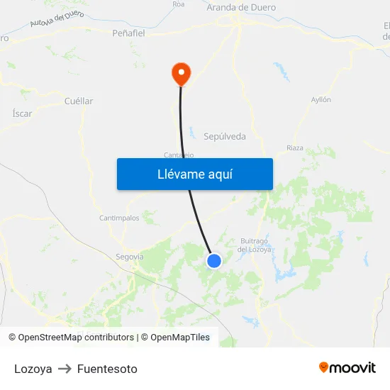 Lozoya to Fuentesoto map