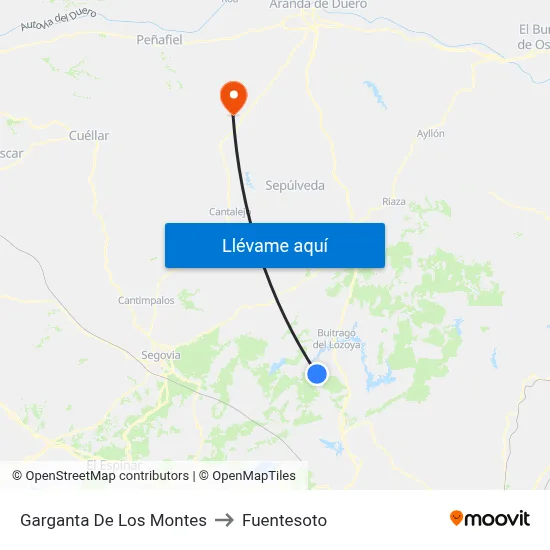 Garganta De Los Montes to Fuentesoto map