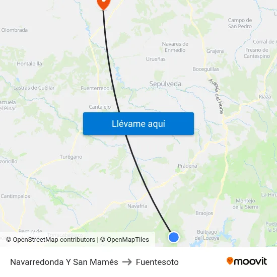 Navarredonda Y San Mamés to Fuentesoto map