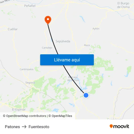 Patones to Fuentesoto map