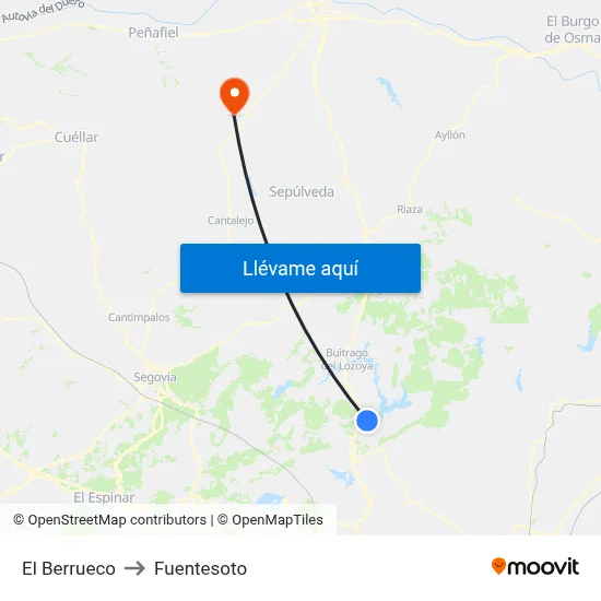 El Berrueco to Fuentesoto map