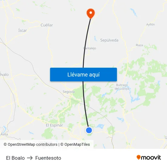 El Boalo to Fuentesoto map
