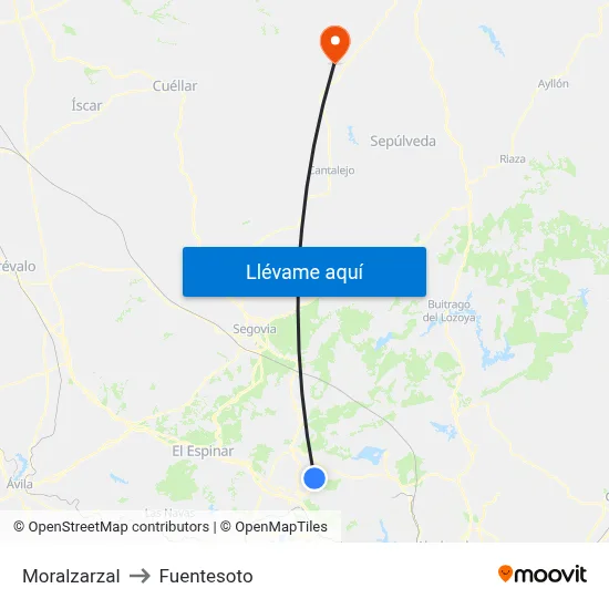 Moralzarzal to Fuentesoto map