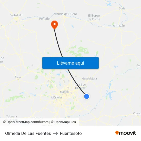 Olmeda De Las Fuentes to Fuentesoto map