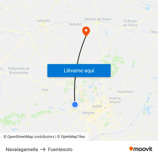Navalagamella to Fuentesoto map