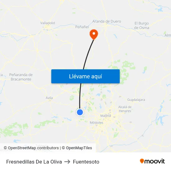 Fresnedillas De La Oliva to Fuentesoto map