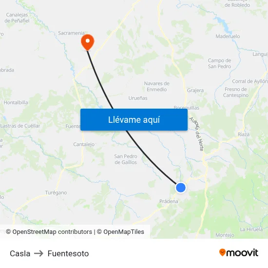 Casla to Fuentesoto map