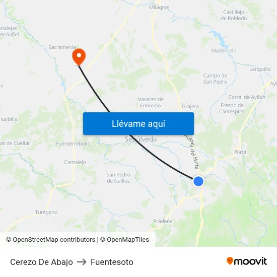 Cerezo De Abajo to Fuentesoto map