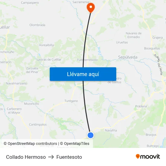Collado Hermoso to Fuentesoto map