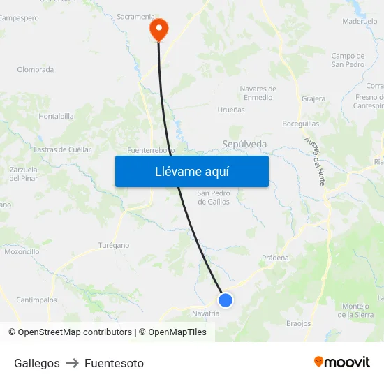 Gallegos to Fuentesoto map