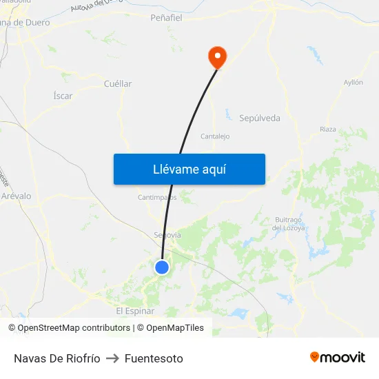 Navas De Riofrío to Fuentesoto map