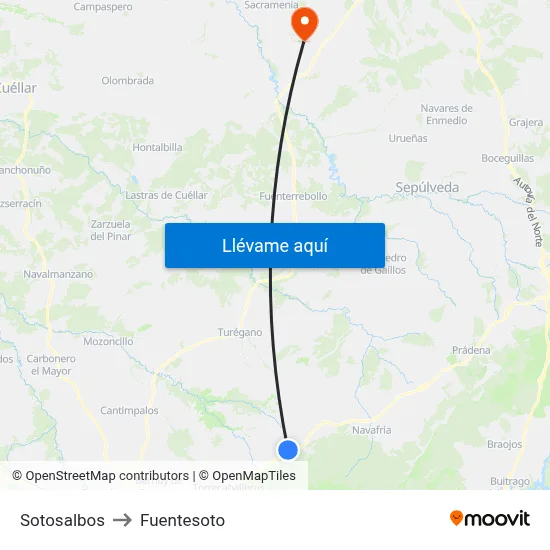 Sotosalbos to Fuentesoto map