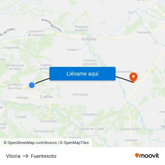 Viloria to Fuentesoto map