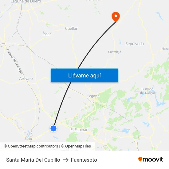Santa María Del Cubillo to Fuentesoto map