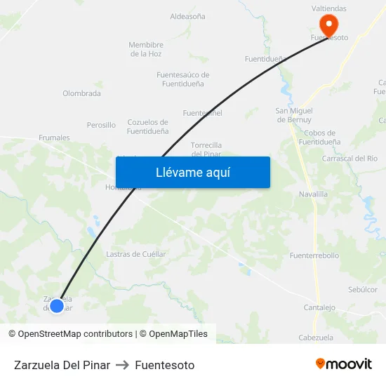 Zarzuela Del Pinar to Fuentesoto map