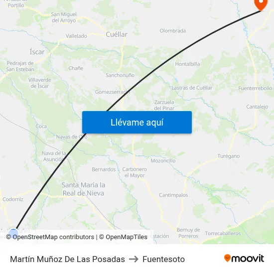 Martín Muñoz De Las Posadas to Fuentesoto map
