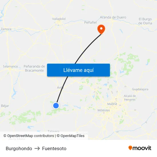 Burgohondo to Fuentesoto map