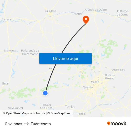 Gavilanes to Fuentesoto map