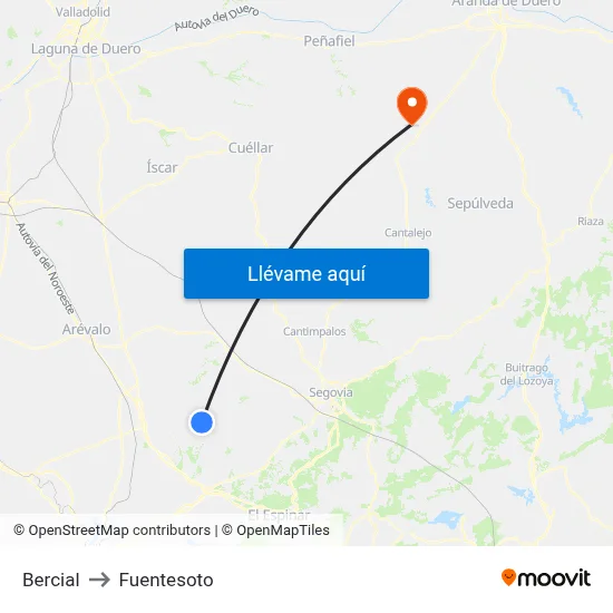 Bercial to Fuentesoto map