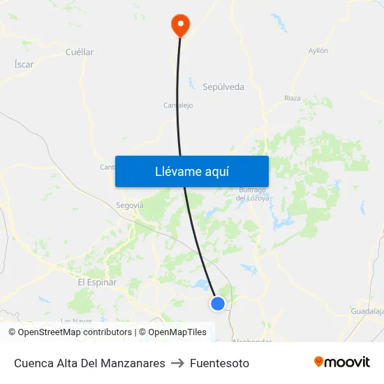 Cuenca Alta Del Manzanares to Fuentesoto map