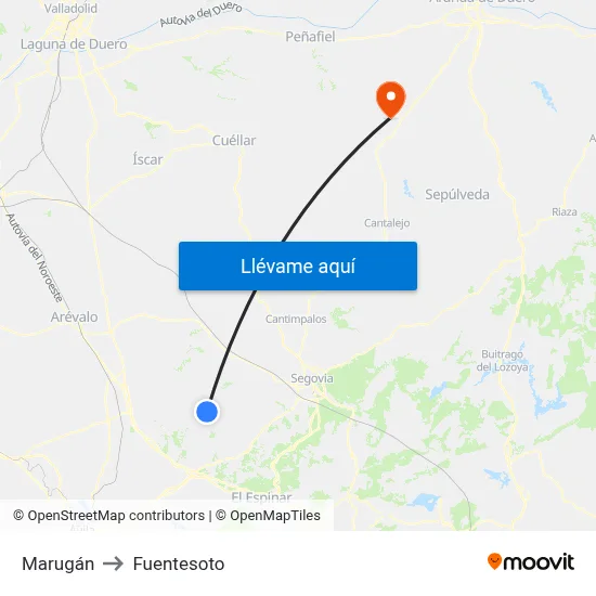 Marugán to Fuentesoto map