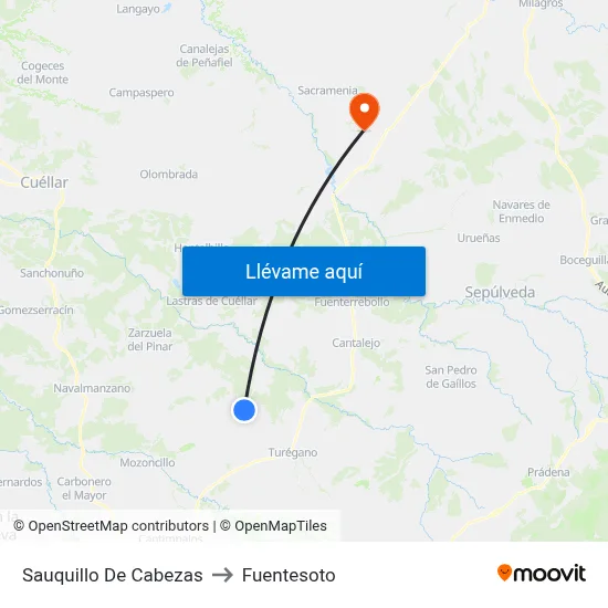 Sauquillo De Cabezas to Fuentesoto map