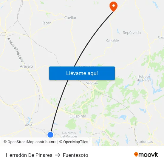 Herradón De Pinares to Fuentesoto map