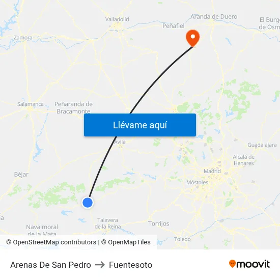 Arenas De San Pedro to Fuentesoto map