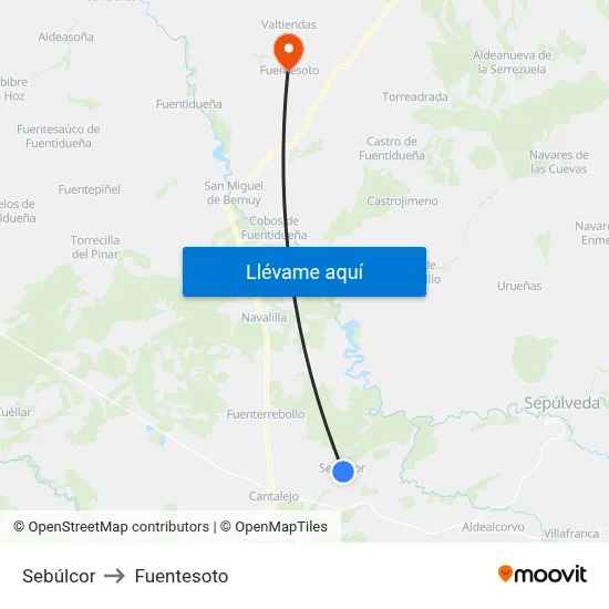 Sebúlcor to Fuentesoto map