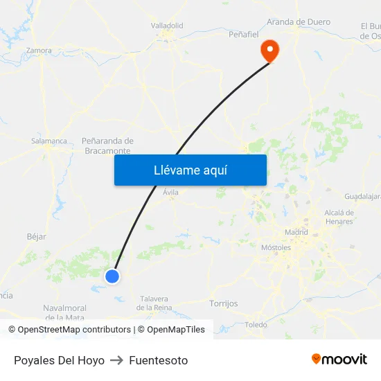 Poyales Del Hoyo to Fuentesoto map