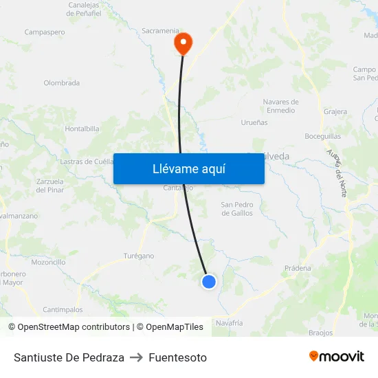 Santiuste De Pedraza to Fuentesoto map