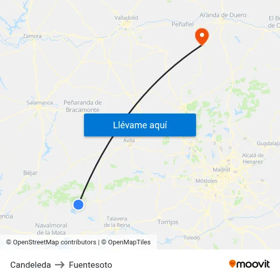 Candeleda to Fuentesoto map